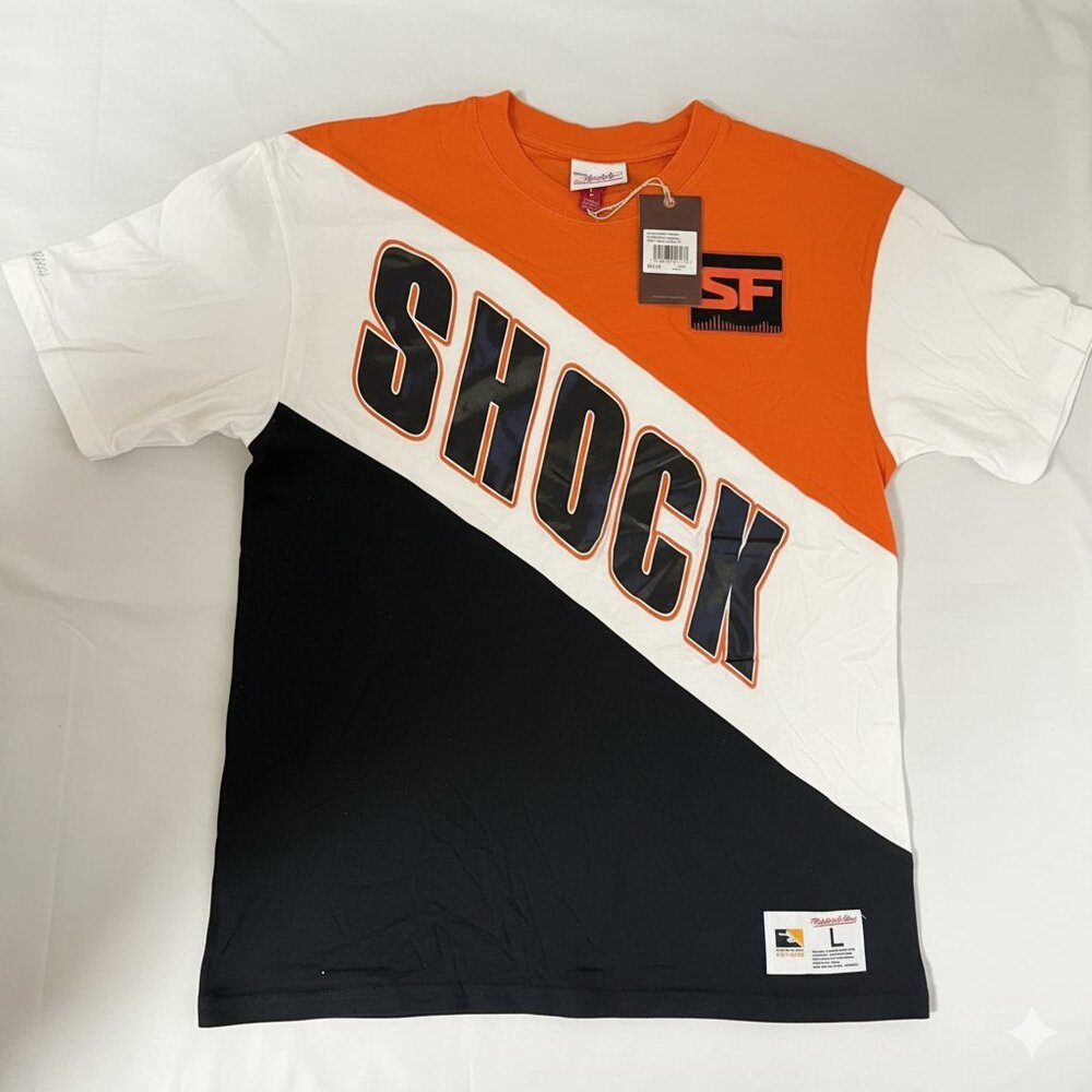 Mitchell & Ness Men's San Francisco Shock T Shirt White/Orange/Black Large NWT